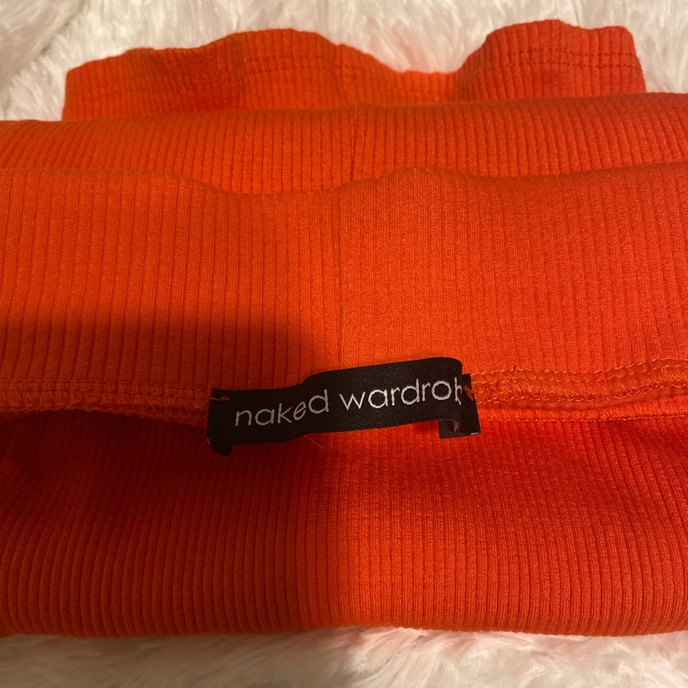 Orange Ribbed Mini Skirt - Picture 2 of 2